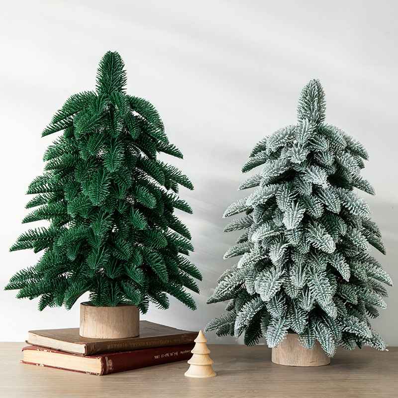 Gangheng árbol de Navidad verde 55cm simulación norbison PE hoja mini flocado decoración del árbol de Navidad árbol de nieve de lujo