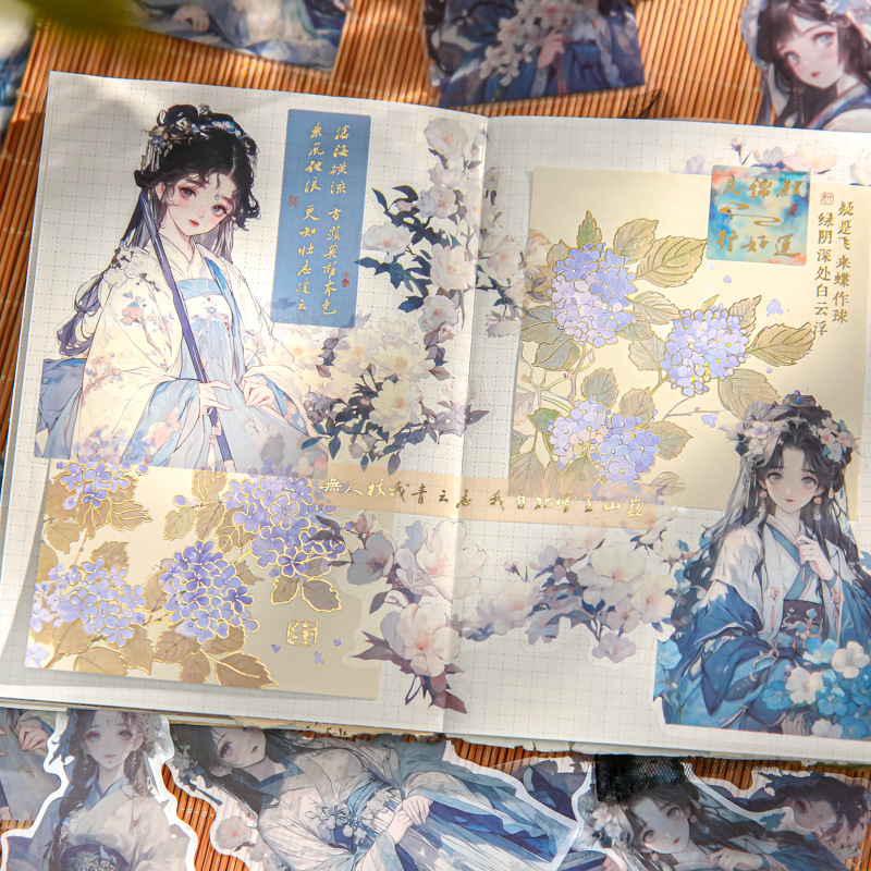 Papel Sr. Guofeng paquete de pegatinas de flores quieren ser serie de pegatinas de figuras antiguas pegatinas de material de decoración