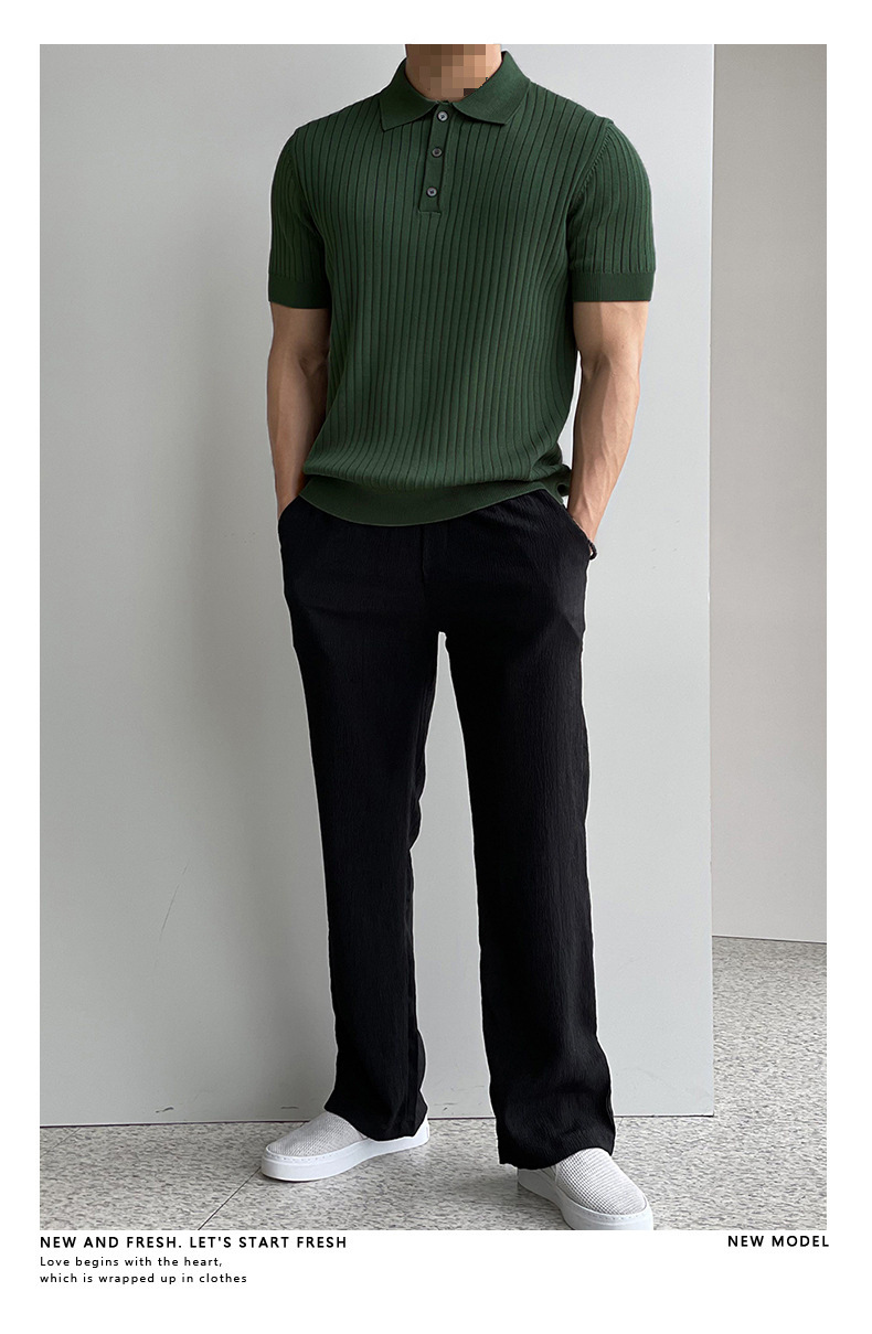 Polo slim fit da uomo – t-shirt in maglia estiva stile coreano_voghion.com