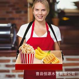 跨境爆米花托盘电影院服务员销售盘便携式拉伸带托盘爆米花零食盘