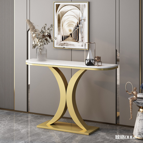 Luxury stone table for entrance hall, wall-mounted, modern and simple, half-circle, hotel end table, decoration for entrance hall 