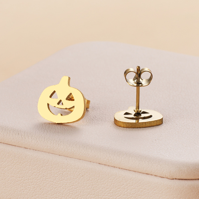 ハロウィンコウモリ、ゴースト、カボチャ、猫などの形のステンレススチール製イヤリング、3色展開、工場在庫、クロスボーダーサプライ|undefined