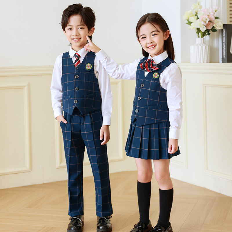 Jardín de Infantes ropa de jardín de verano de algodón puro uniforme escolar estudiante de la escuela primaria estilo británico ropa de clase estilo universitario graduación foto 61 traje de rendimiento