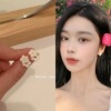 Earrings, retro brand silver needle from pearl, simple and elegant design, Korean style, silver 925 sample, internet celebrity