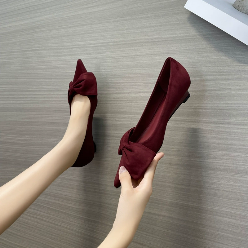 720-8 корейский 2024 осенний плоский заостренный жемчуг фея стиль темперамент французские одиночные туфли Мэри Джейн