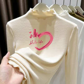 女童木耳边打底衫2025秋冬新款儿童百搭童装女孩修身德绒长袖上衣