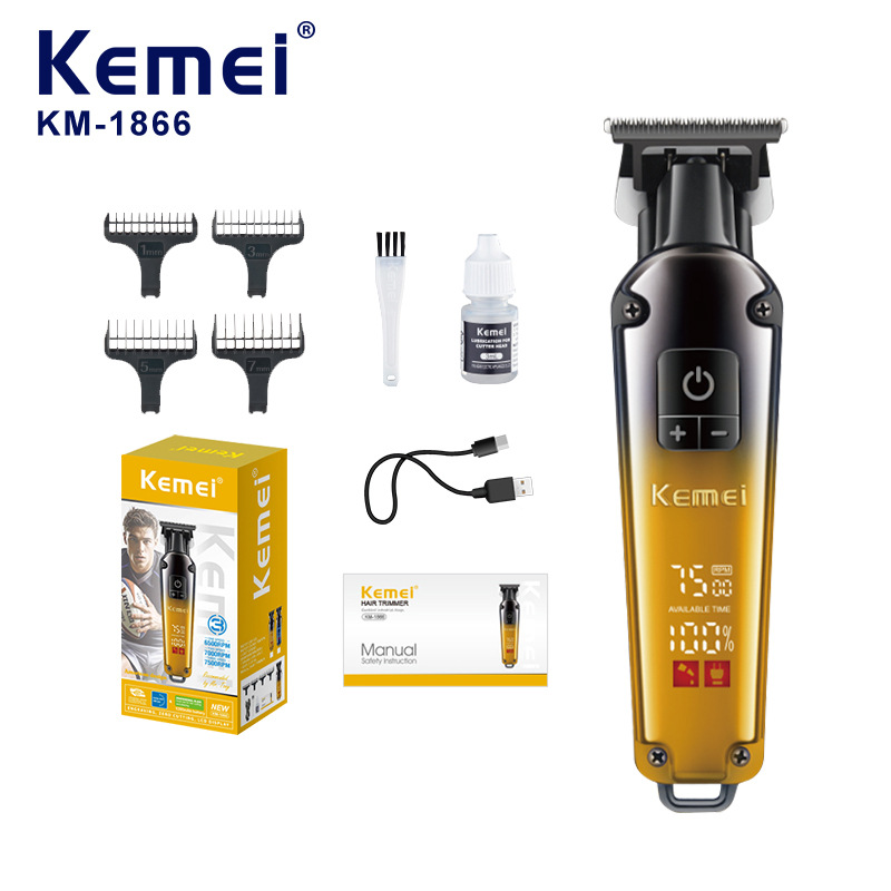 Kemei Kemei cortador de pelo eléctrico doméstico KM - 1866 cabeza de aceite tallado cortador de pelo digital cortador de pelo profesional