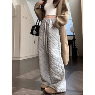 Women's 2024 Autumn and Winter New Loose Thickened Casual Straight Pants with Warm Cotton Pants