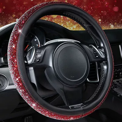 Steering wheel cover: Steering Wheel Cover Amazon Hot-Selling - red-silver-diamond-38cm