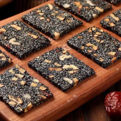 Internet celebrity black sesame and date cake wholesale 250g red date and wolfberry cake snacks independent package wolfberry walnut date and sesame cake
