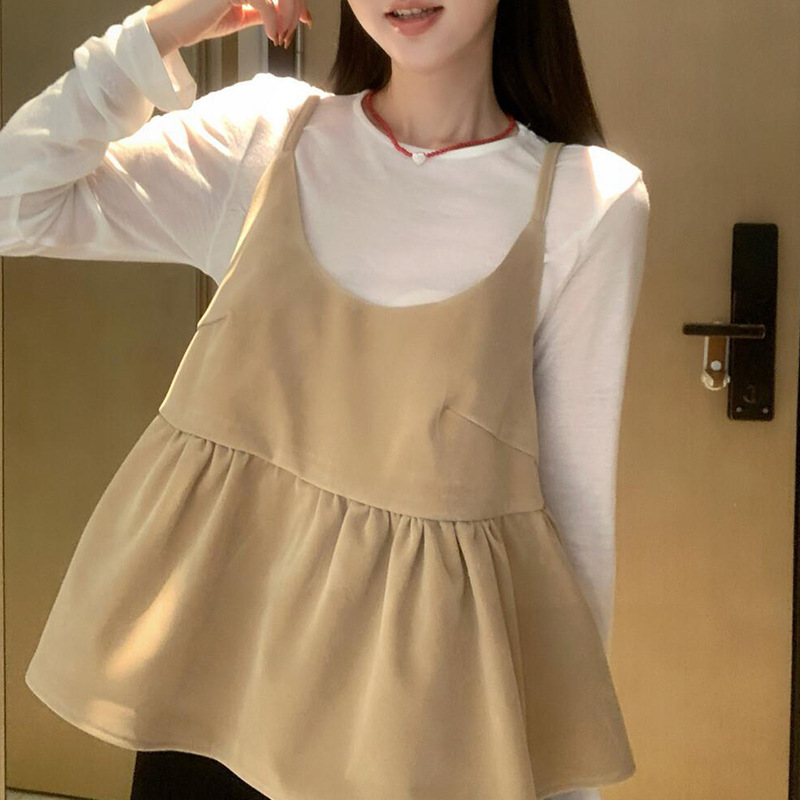 十三行2025新款韩系叠穿背心百搭显瘦打底衫时尚两件套女装上衣潮|undefined