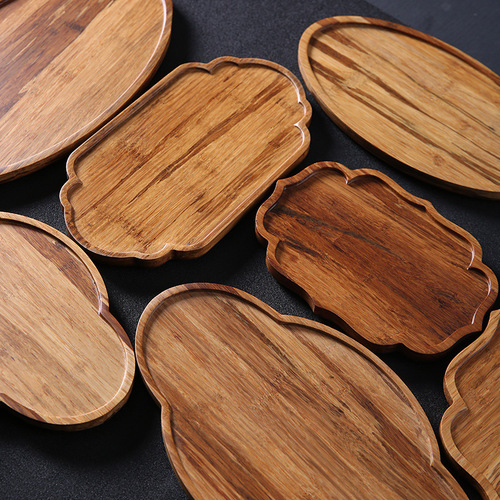 Bamboo Heavy Bamboo Small Dry Tea Tray Creative Oval Pot Holder Household Simple Tray Tea Sea Tea Ceremony Accessories