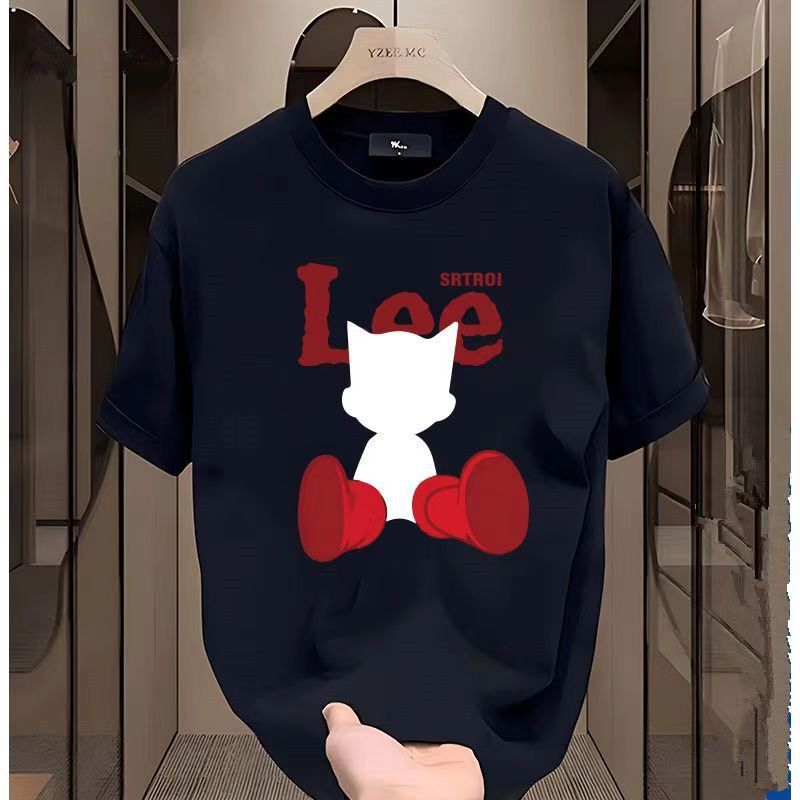 Oversized Plus Size Beer Belly Covering Slimming Comfortable Short-sleeved Heavy-weight Cotton Loose Casual T-shirt Top