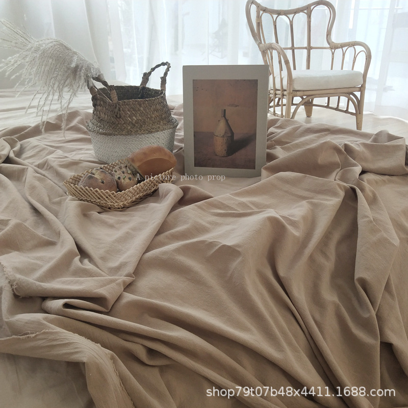 Morandi pose background cloth ins photo props Nordic simple retro photography background white textured cotton cloth