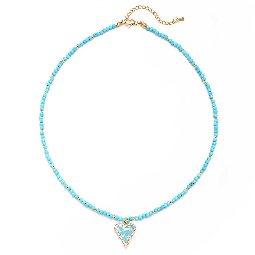 20g Weight Necklace Classification 1 Piece Quantity Travel Occasion Alloy, Agate Material Heart Shape Pattern Women's Gender Beaded Design Ethnic Style, Bohemian Style Ethnic Style Bohemian Heart Shape Alloy Agate Necklace In Bulk 2