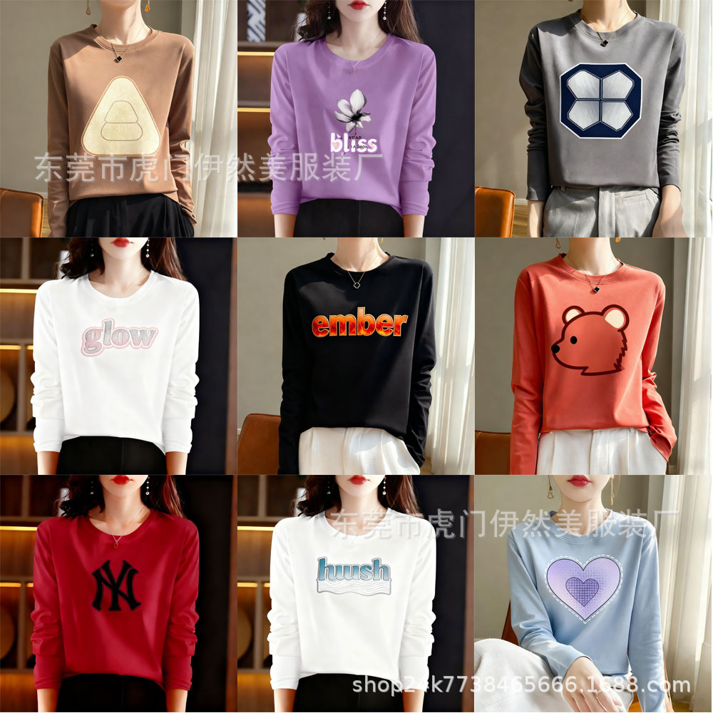 外贸原单女装 5元地摊货源热卖长袖t恤 跑江湖批发春秋女上衣长袖