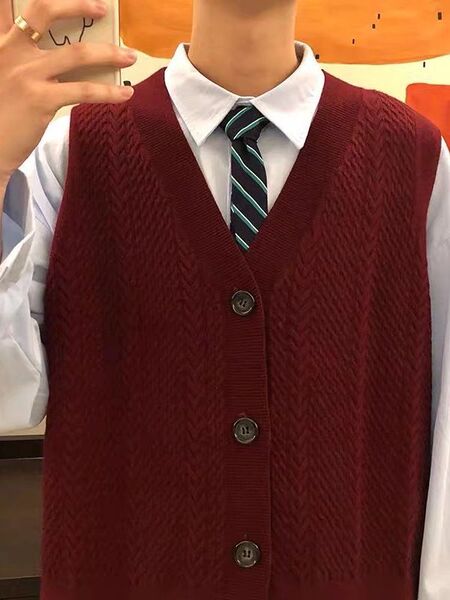 Retro Japanese burgundy cardigan