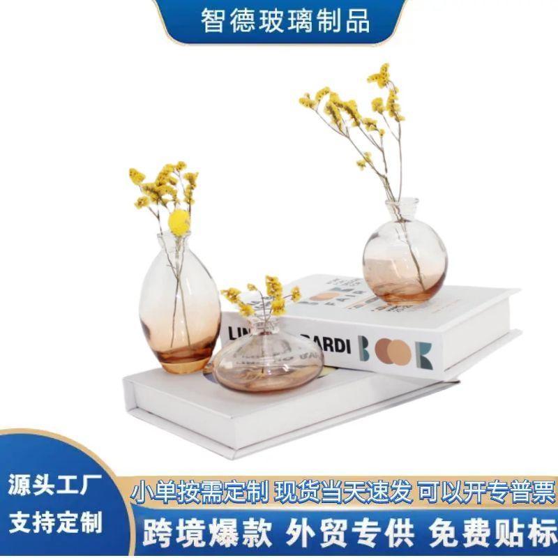 Tres piezas de mini jarrón de lujo ligero set de comercio exterior artesanía decoración de escritorio de flores transparentes decoración de sala de estar