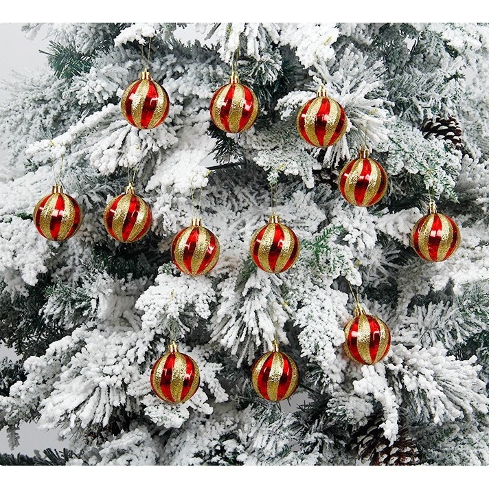 クロスボーダークリスマスボール電気メッキ+手描き6cm/2.36インチ6個セットボックス装飾クリスマスツリーペンダントブティック|undefined