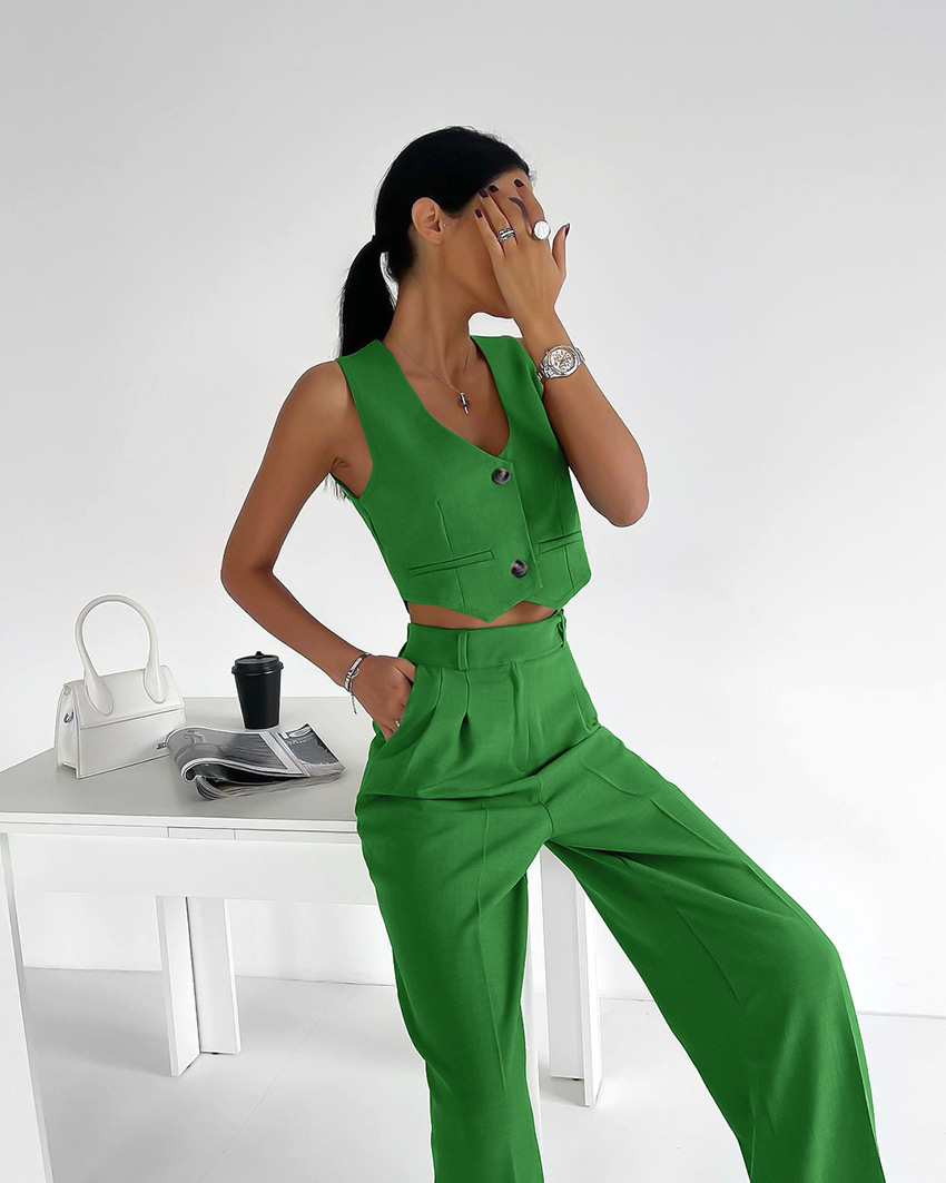 Daily Women's Casual Elegant Solid Color Cotton Pocket Pants Sets Pants Sets display picture 10