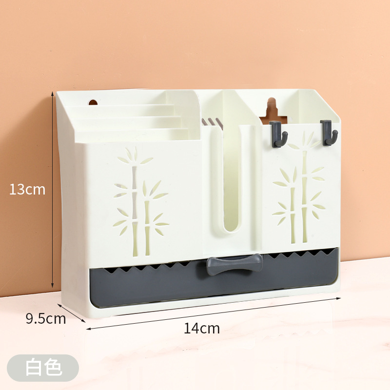 Palillos de cocina titular hogar autoadhesivo sin Punch palillos jaula palillos de cocina compartimiento de almacenamiento rack jaula de drenaje de Bambú