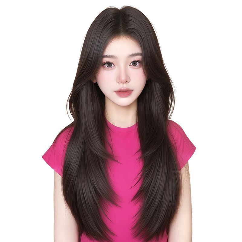 Peruca completa cubierta de cabello sin rastros de alto nivel largo recto cabello alto suelto aumento natural de cabello mediano cubierta de cabello cabello largo