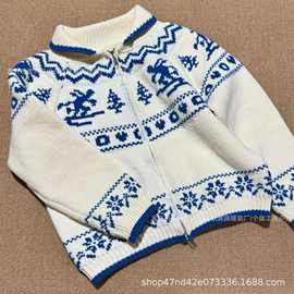 费尔岛复古加厚2024秋冬季新款超好看滑雪拉链开衫毛衣外套上衣女