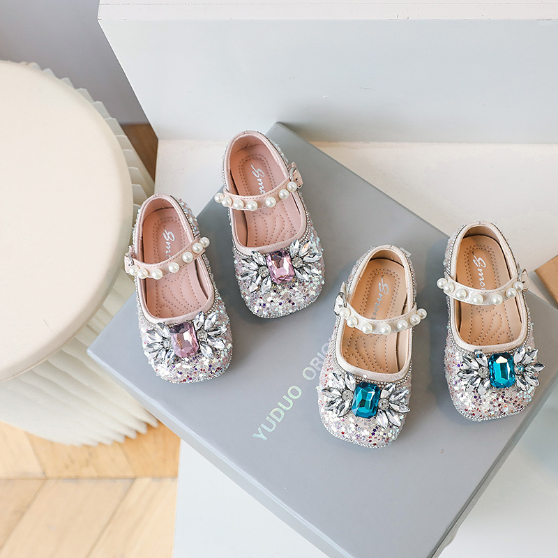 Summer Baby Girl Sandals Large Children's Single Shoes Rhinestone Dance Shoes Children's Princess Shoes Soft Sole Western-style Baby Shoes