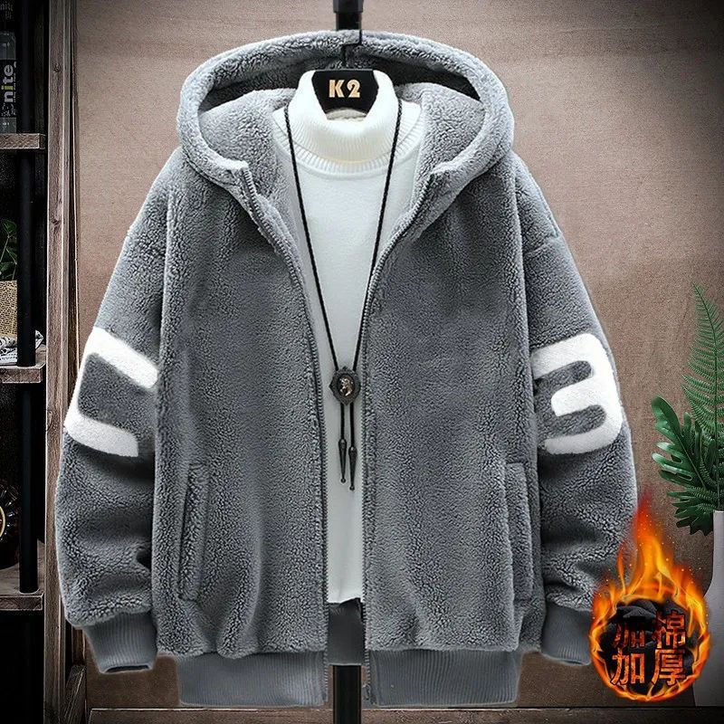 Abrigo de lana de cordero invierno engrosado estilo coreano Moda guapo chaqueta acolchada de algodón pareja suelta marca de moda cálido Abrigo acolchado de algodón