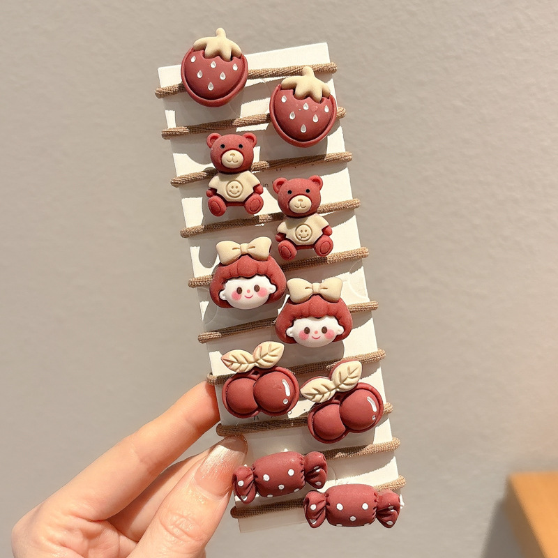 Caricatura encantadora anillo de pelo pulgar no daña el cabello de los niños correa de correa pequeña cuerda de cabello para niñas cuerda de cabello