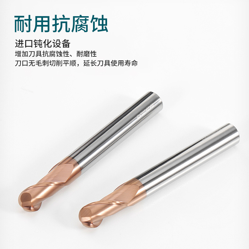 2 Hoja de 55 grados duro de la aleación de tungsteno de acero bola final fresa recta vástago R esférico Molino de extremo cnc herramienta Molino de extremo