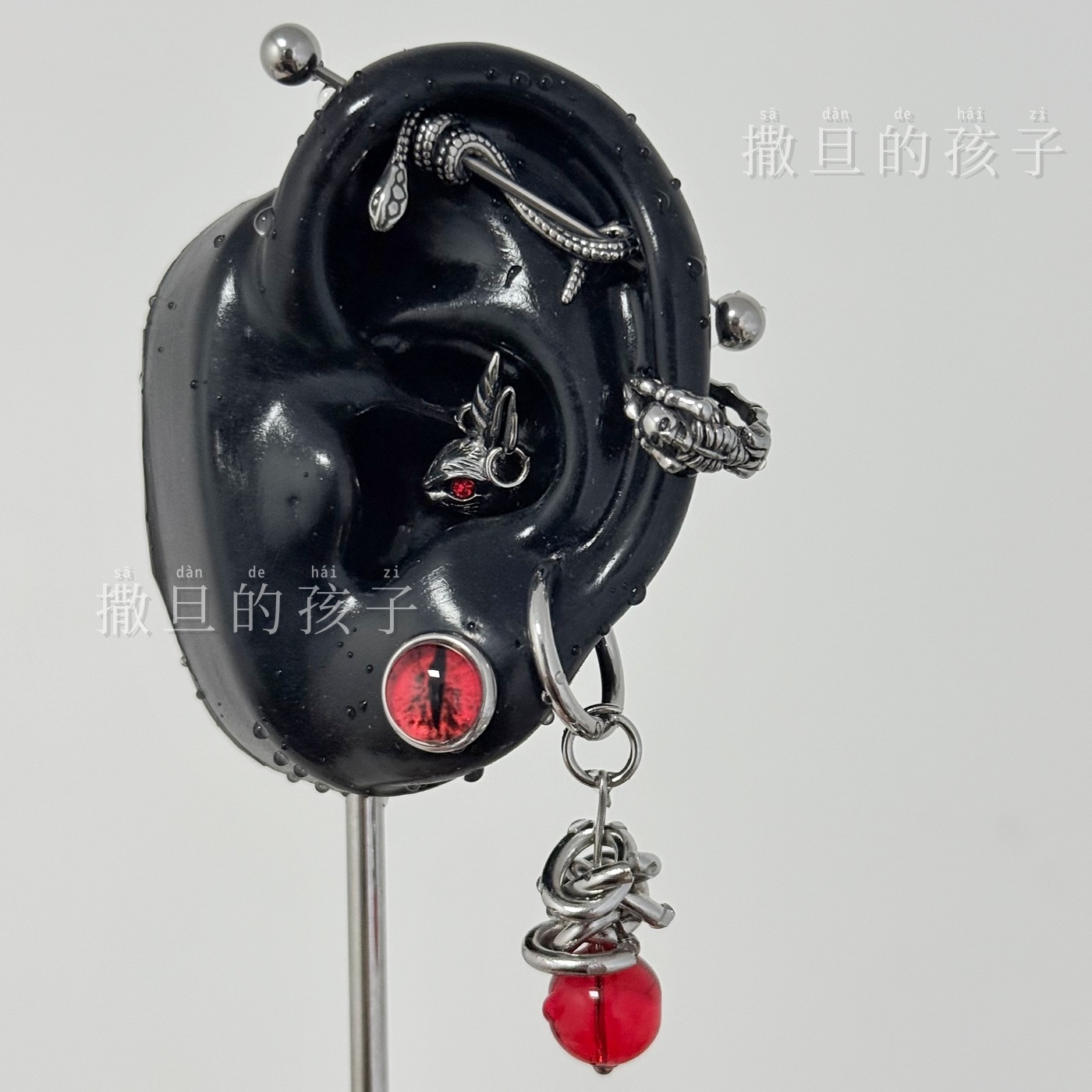 Labret stud lip piercing jewelry styling detail