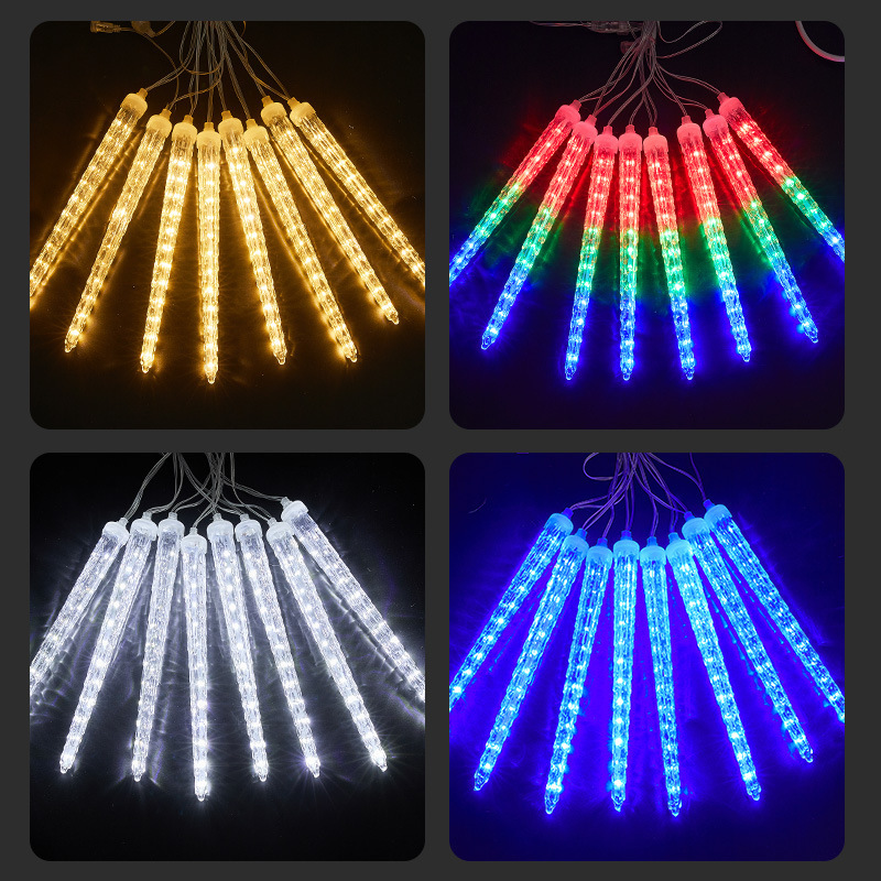 厂家批发太阳能led冰锥灯串庭院节日流星雨灯户外防水花园冰条灯