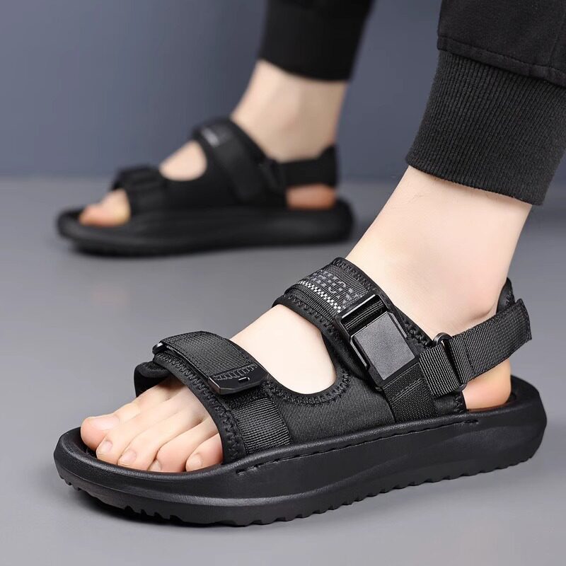 Dép sandal nam đế dày hở ngón thoáng khí kiểu mới — Màu kaki, màu đen