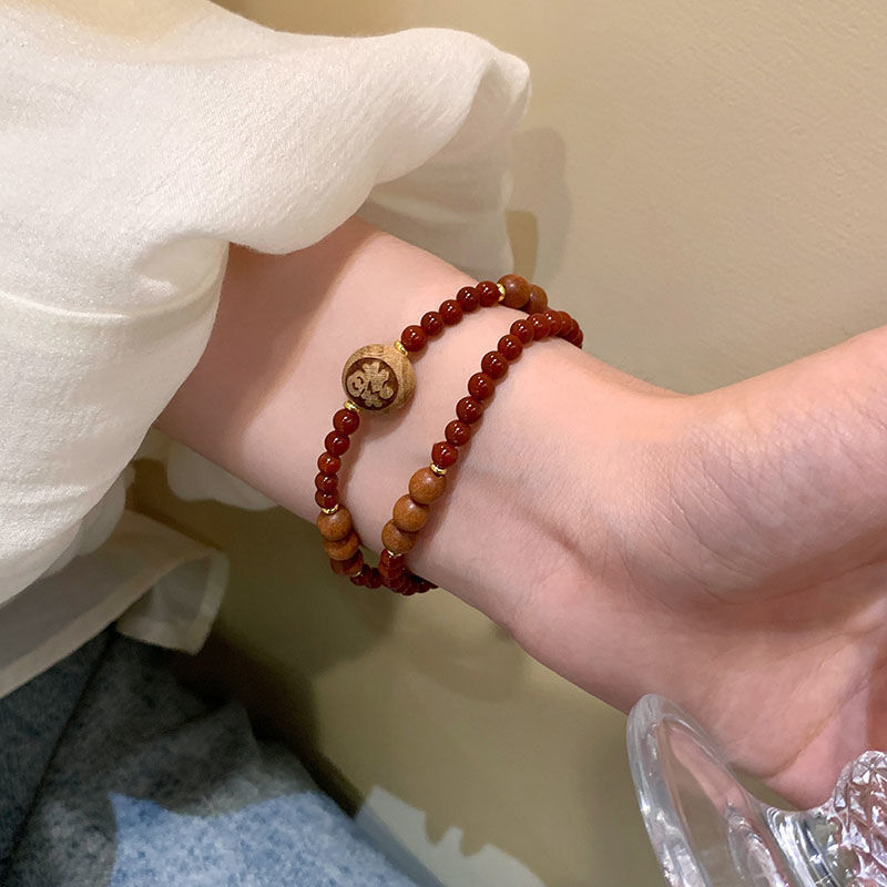 2023 ping an xile fu character new chinese style stone bracelet women‘s retro ethnic style ins special-interest design beaded bracelet