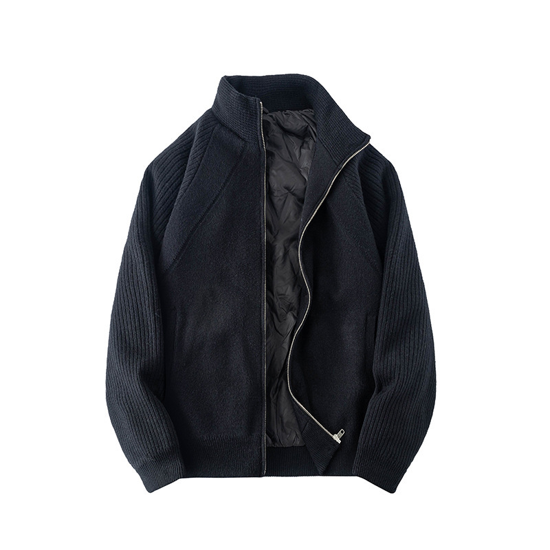 2025 nuevo chaqueta de plumón de invierno para hombres gruesa abrigo de chaqueta de arroz blanco ropa de hombre casual suéter de cuello de pie cardigan