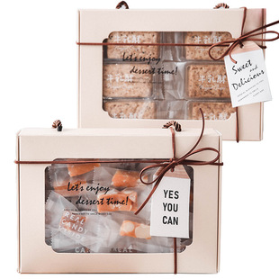 Snowflake Crisp Packaging Box Nougat Gift Box Portable Gift Box Madeleine Christmas Cookies Pound Cake Baking