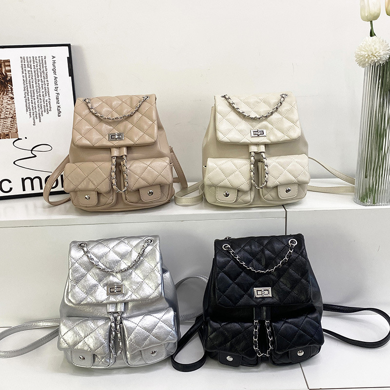 Mochila coreana para mujeres de estilo rosa rosa rosa cadena pequeña mochila de viaje ligera mochila mujer