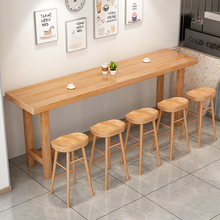 Solid Wood Simple Modern Restaurant Casual Dining Table Restaurant Table High Bar Counter Spicy Snack Bar Wall-Mounted Bar Table