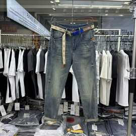 高端男士牛仔裤水洗韩版立体剪裁斜插兜百搭小脚裤潮流休闲男裤子