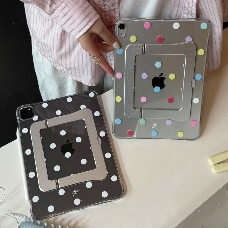 Japanese and Korean style polka dot cases are suitable for Apple iPad tablet cases, air stand cases, mini stand cases, pro protective cases, and 10th generation cases