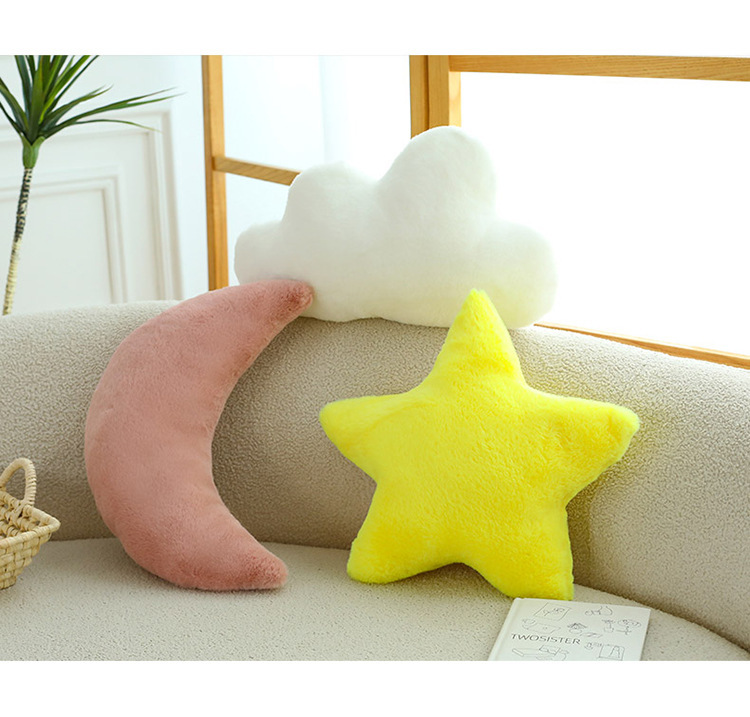 Ins-Style Nordic Home Cloud Pillow, Girly Gift, Star and Moon Bay Window Doll Cushion, Nap Pillow