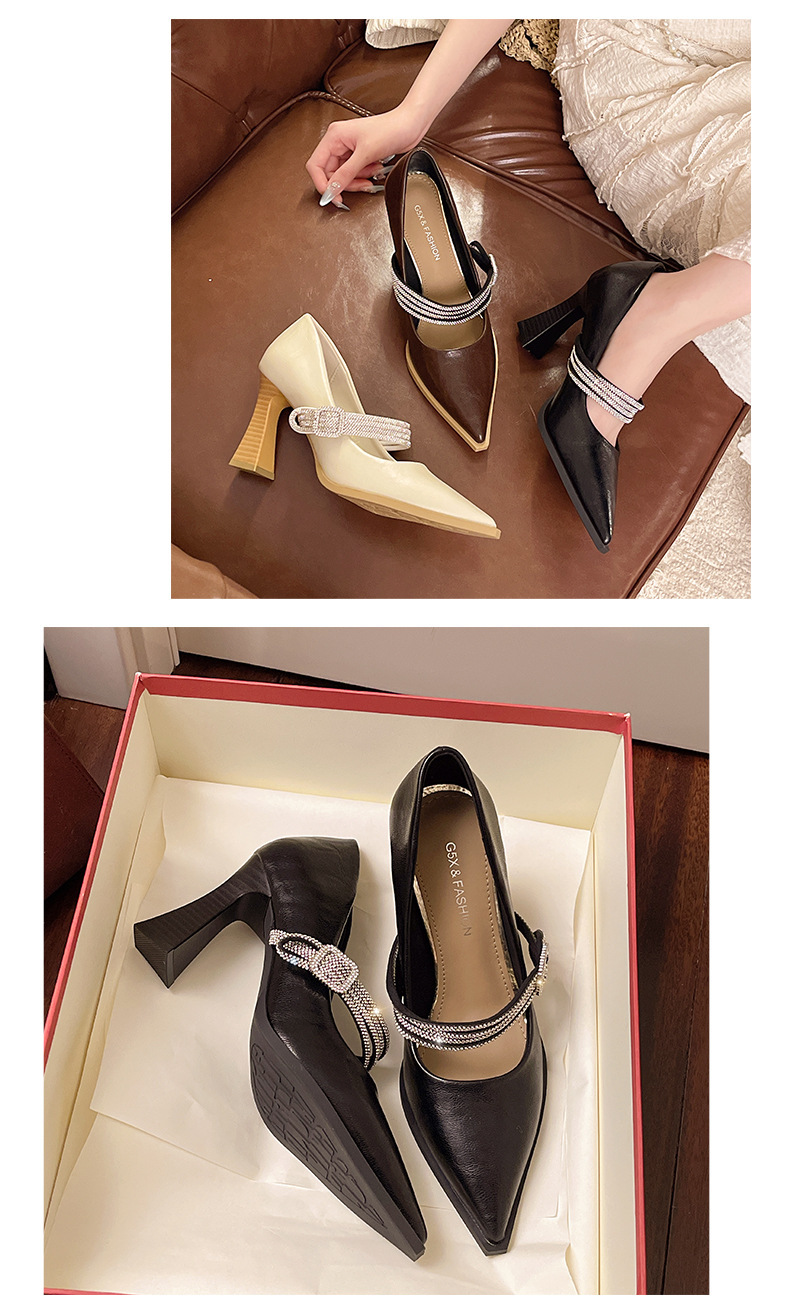 Vintage Mary Jane Shoes For Women With Rhinestones Chunky Heel_voghion.com