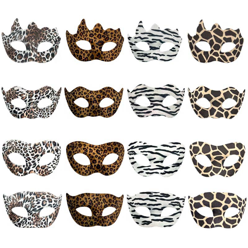 Halloween nuevo leopardo máscara de animal mitad cara baile cos luchador mano fiesta vestido mitad cara máscara props