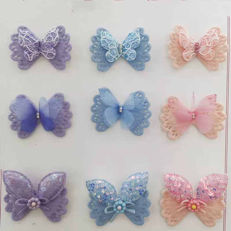 亮片蝴蝶鞋花儿童发饰配件韩版手工diy儿童饰品头饰材料兔耳朵