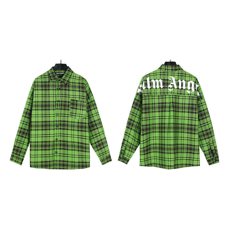 Trendy Palm Angels Woven Plaid Loose Cardigan Long-Sleeve Shirt Jacket Breathable Sun Protection