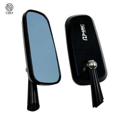 Motorcycle rearview mirror electric motorcycle modification universal - 7cm-black-blue-single