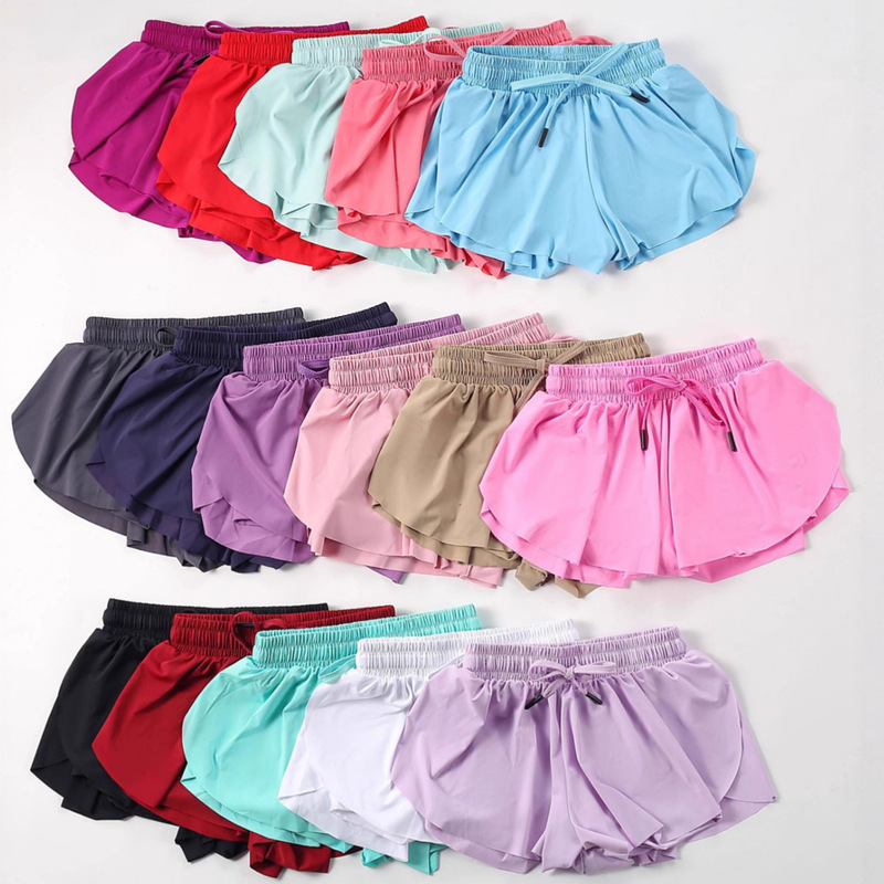 Cross-Border Amazon Children's Yoga Shorts Running Tennis Skort Pocket Sports Skirt Pants Girls' Flowy Shorts