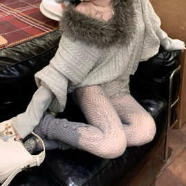 潮ins2025秋冬新款蝙蝠袖针织衫女辣妹仿真毛毛宽松加厚毛衣