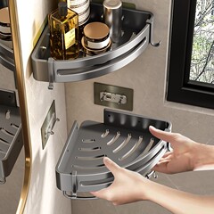 Bathroom storage rack triangular wall-mounted bathroom punch-free home corner toilet washroom storage rack